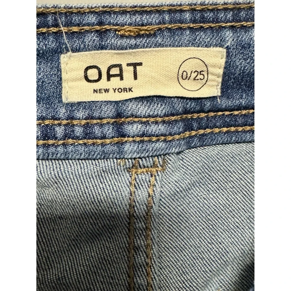 OAT New York Women Blue Wide Leg Patch Pocket Jeans Size 0/25 Boho Indie Coastal